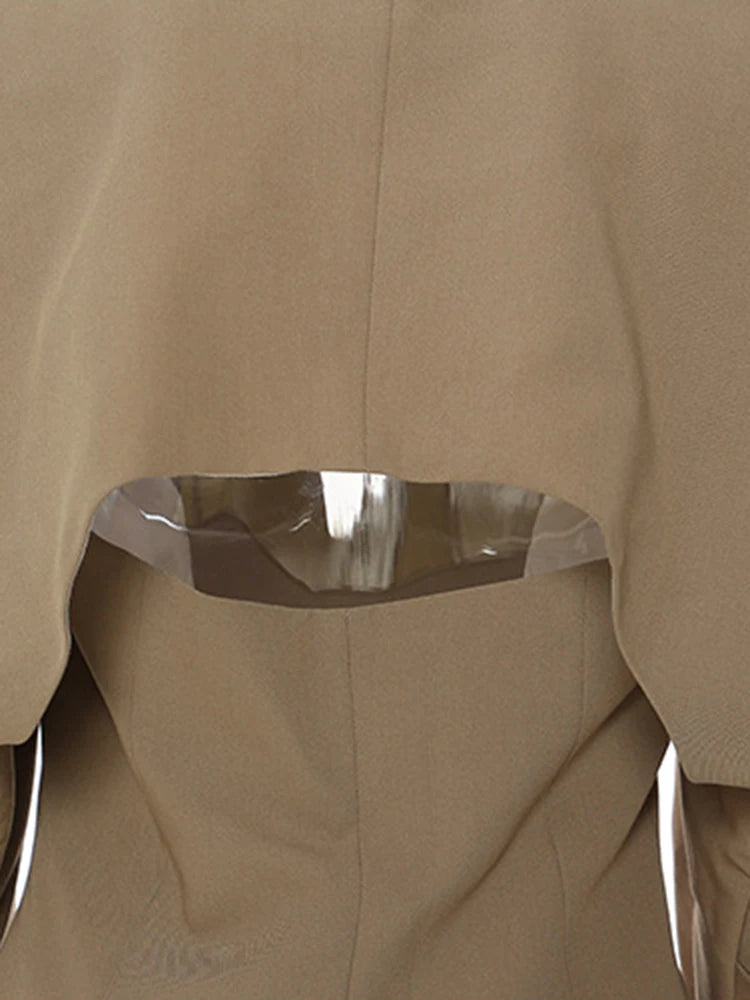 Women Off Shoulder Chain Big Size Blazer New Lapel Long Sleeve Loose Fit Jacket Fashion Tide Spring Autumn 2025 1DE9885