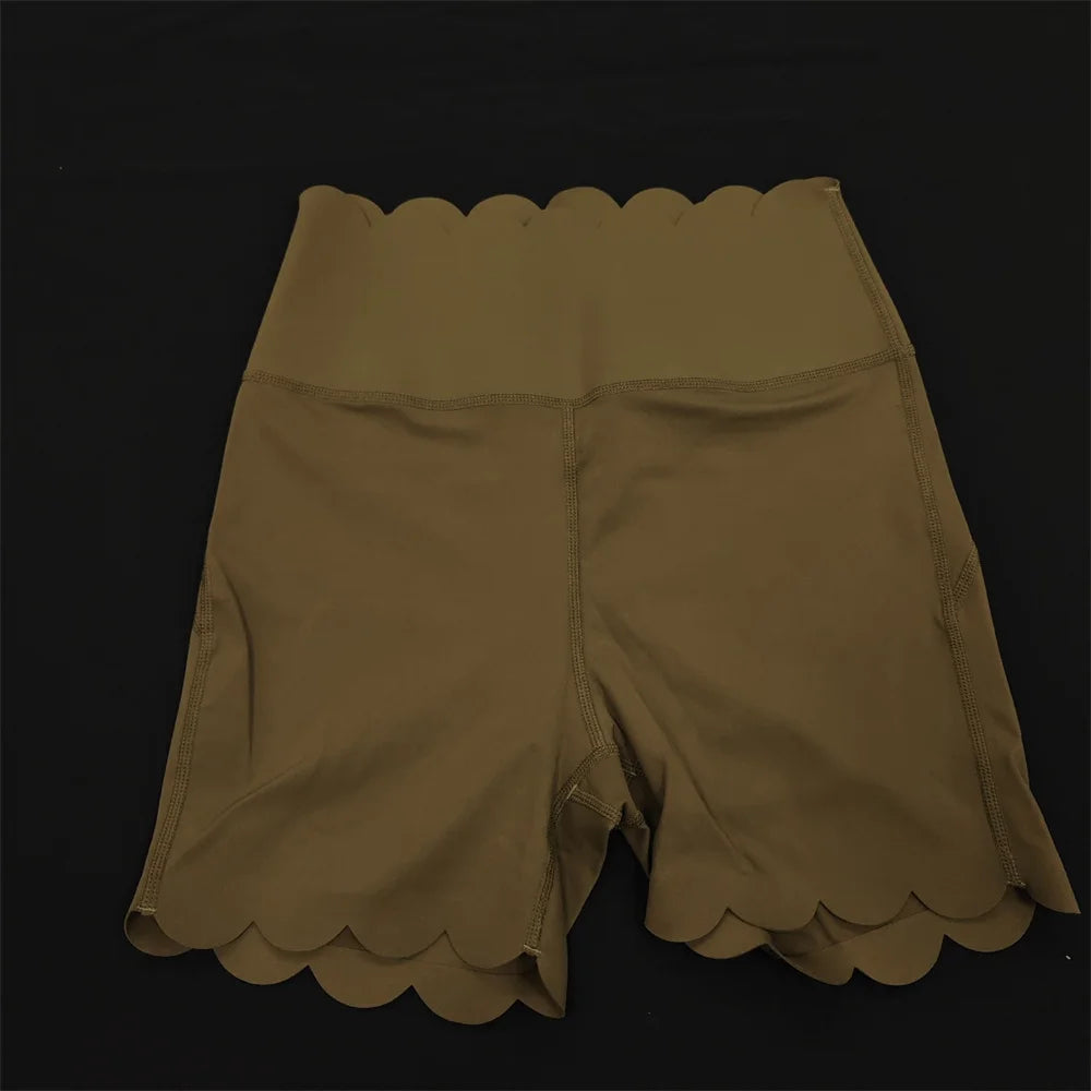 Breathable Skin-Friendly Fitness Two-Piece Set Square Collar Tight Yoga Suit High-Waist Lace Shorts