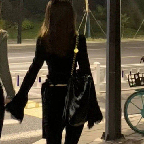 Load image into Gallery viewer, 2025 Y2k Aesthetic Lace Patchwork Crop Top Streetwear Harajuku Women Vintage T-shirt  Streetwear V Neck Bottoming Grunge Tees
