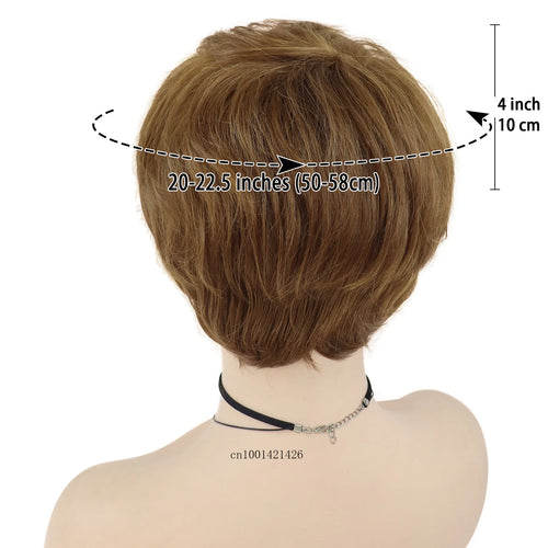 Load image into Gallery viewer, Synthetic Hair Short Pixie Cuts Wigs for Women Natural Hairstyles Brown Wig with Bangs Trendy Mommy Wig Gifts Old Lady Costume
