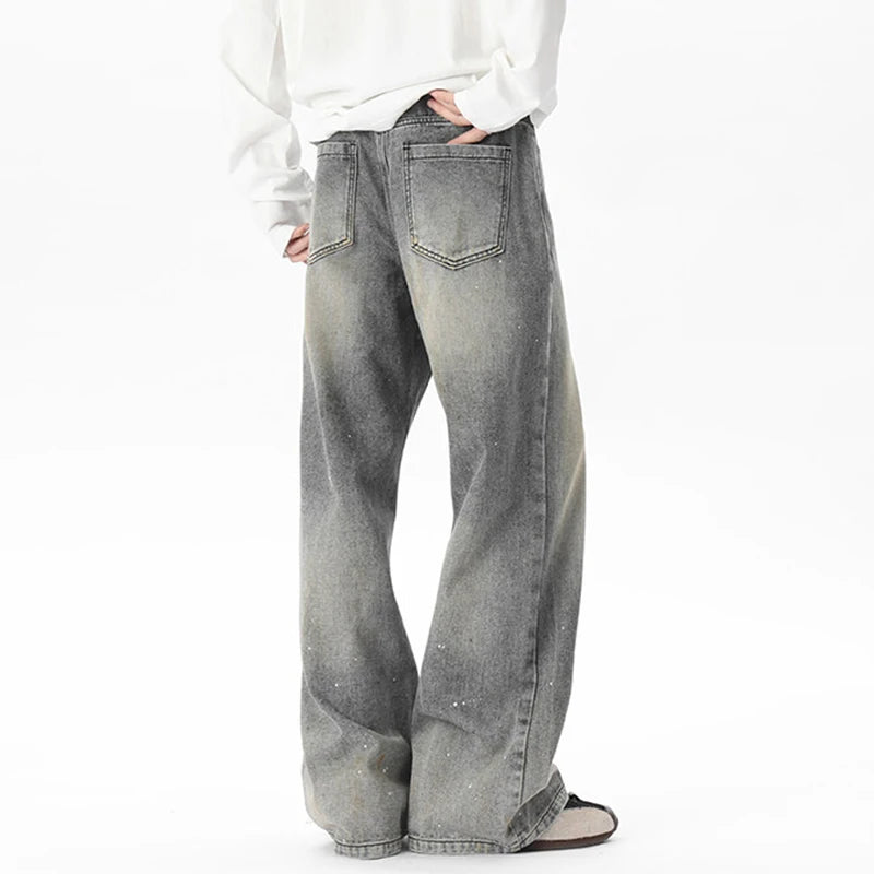 Summer New Chic Male Jeans Straight Wide Leg Men's Denim Pants 2025 Stylish Men Clothing Streetwear American Style 9W1652