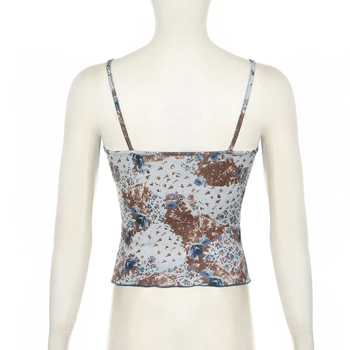 Load image into Gallery viewer, Vinatage Lace Patchwork Floral Printing Camis Women's Summer Slimming Mini Cropped Top Fashion Strap Sexy Clothes New
