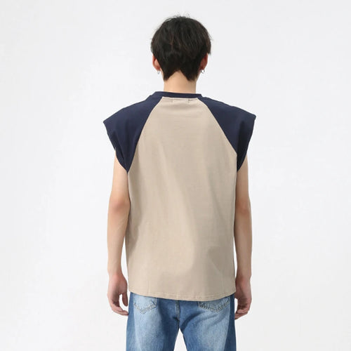 Load image into Gallery viewer, Men&#39;s Tank Top 2024 New Korean Style Patchwork Contrast Color Round Neck Sleeveless Vest Loose Trendy Male Pullover 9C5838
