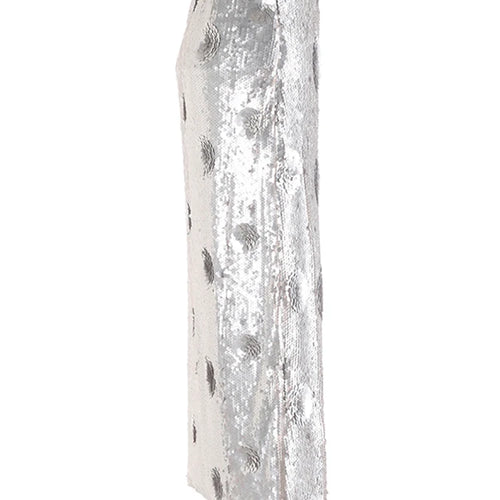 Load image into Gallery viewer, High Waist Silver Color Sequins Flower Elegant Long Half-body Skirt Women Fashion Tide New Spring Autumn 2025 1DH9955
