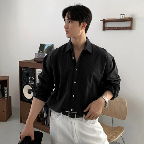 Load image into Gallery viewer, Men's Shirts Long Sleeve New Korean Simple Niche Design Solid Color Single Breasted Spring Male Causal Clothing 9W1982
