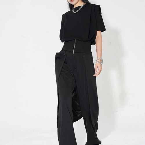 Load image into Gallery viewer, High Elastic Waist Black Button Pocket Long Wide Leg Pants New Trousers Women Fashion Tide Spring Autumn 2025 1DH4927
