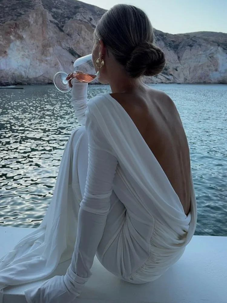 Elegant Long Sleeve Bodycon Party Club Evening Dress Women Sexy Backless SlimVestido Fashion Autumn/Winter New 2024