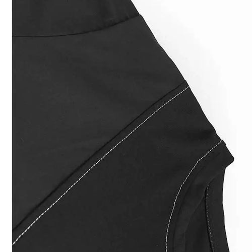 Load image into Gallery viewer, Women Black Pleated Color-block Big Size Midi Dress New Round Neck Short Sleeve Fashion Tide Spring Summer 2025 1DH5237
