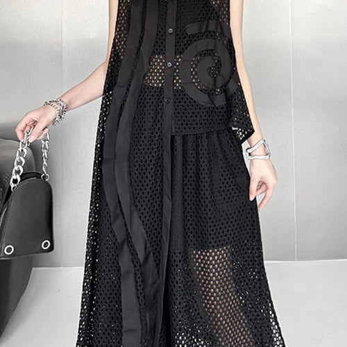 Load image into Gallery viewer, Big Size Black Grid Vest Wide Leg Pants Two Piece Suit New Lapel Sleeveless Women Fashion Tide Spring Autumn 2025 1DJ1417
