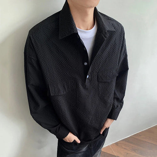 Load image into Gallery viewer, Men&#39;s Fashion T-shirt New Spring Turn-down Collar Handsome Single Breasted Solid Color Casual Male T-shirts 2025 9W1399
