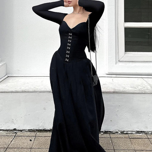 Load image into Gallery viewer, Gothic Fashion Corset Maxi Dress Elegant Square Neck Harajuku Pinks Up Loose Autumn Dress Women Party Draped Clothing
