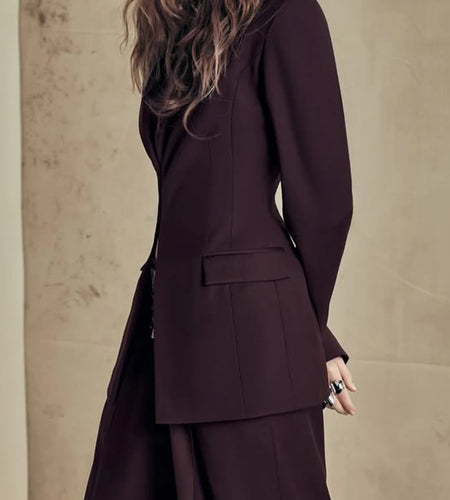 Solid Two Piece Set For Women  Lapel Long Sleeve Coat High Waist Loose Pant Minimalist Sets Female Style Clothes