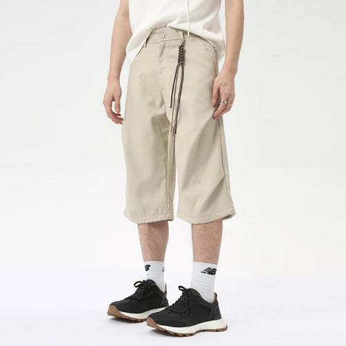 Load image into Gallery viewer, American Style Solid Color Men&#39;s Casual Shorts Straight Loose Wide Leg Male Sling Trousers New Trend Summer 9C6262
