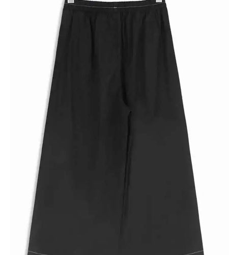 High Elastic Waist Black Blue Topstitched Long Wide Leg Pants New Trousers Women Fashion Tide Spring Autumn 2025 1DH6790