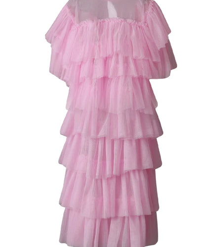 Mesh T-shirt Cake Half-body Skirt Two Pieces Suit New Round Neck Short Sleeve Women Fashion Spring Summer 2025 CPG3209