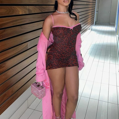 Load image into Gallery viewer, Summer Fashion Print Slips Backless Patchwork Bow Slit Sexy Mini Dress Slim Women New Outfits Birthday Party Club
