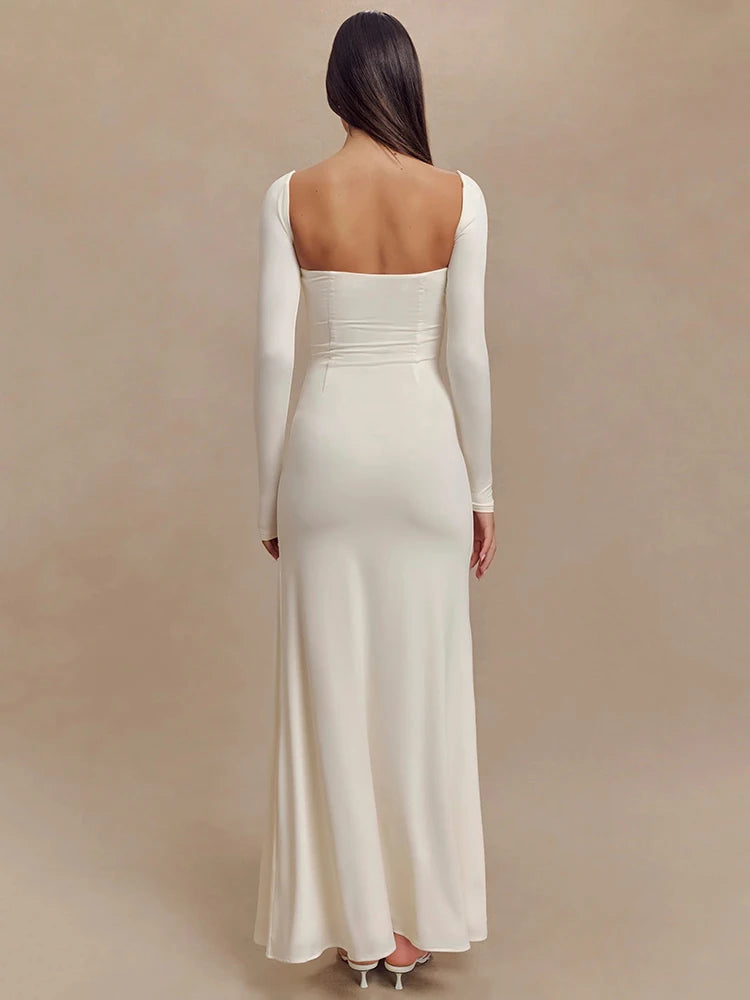 Elegant Long Sleeve Bodycon Party Evening Dress Female Sexy Split Tight Women Vestido Autumn/Winter New2024 Clothing