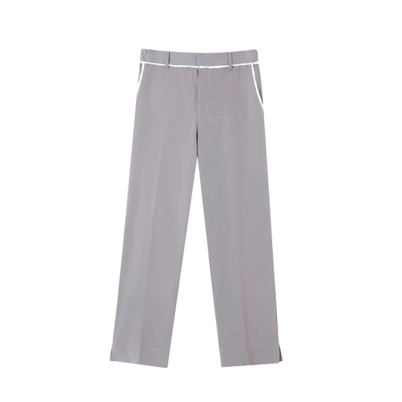 Korean Style Men's Suit Pants Business Casual Simple Solid Color Straight Bottom Wide Leg Male Loose Trousers Spring 9C6363