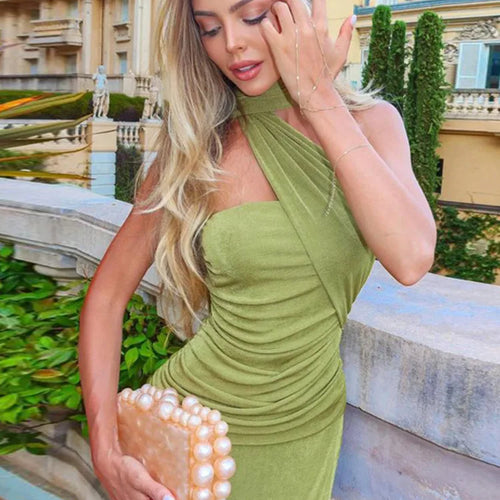 Load image into Gallery viewer, Halter Strapless Sexy Maxi Dress For Women Fashion Green Off-shoulder Backless Sleeveless Bodycon Elegant Long Dress
