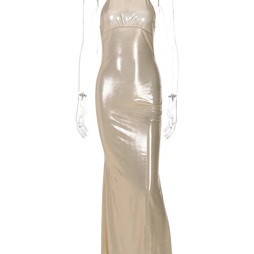 Load image into Gallery viewer, Sequins Sexy Sleeveless Backless O-neck Slim Fit Maxi Dress For Women Elegant Solid Party Evening Dress Ladies Outfits
