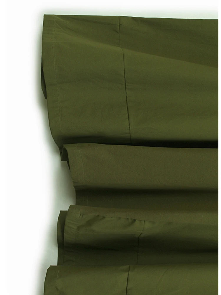 Women Green Drawstring Pocket Big Size Midi Dress New Round Neck Short Sleeve Fashion Tide Spring Summer 2025 1DJ1355