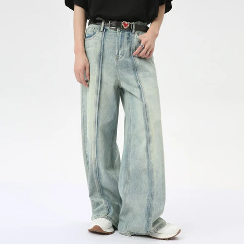 Load image into Gallery viewer, Fashion Men&#39;s Denim Pants Summer Straigth Casual Vintage High Street Loose Wide Leg Male Bottom Chic 9C6315
