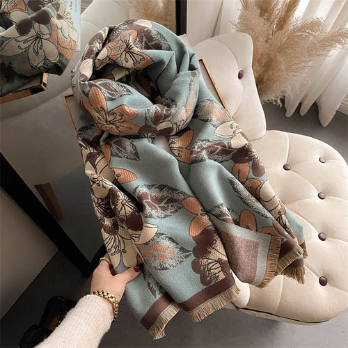 Load image into Gallery viewer, Warm Winter Scarf Cashmere Women Pashmina Design Print Shawls Wrap Female Thick Blanket Soft Bufanda Stoles Fashion
