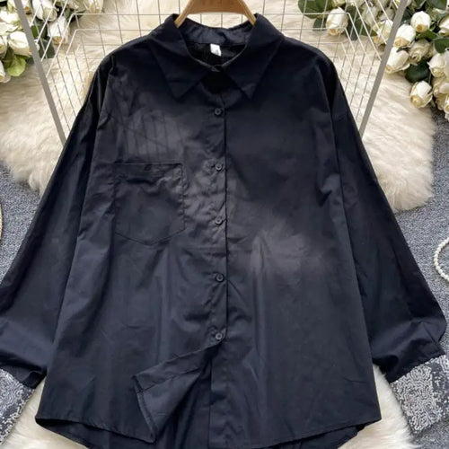 Load image into Gallery viewer, Autumn French Fashion Black White Patchwork Single Breasted Shirt Women Long Sleeves Tops Versatile Blouse Trendy Casual Popular
