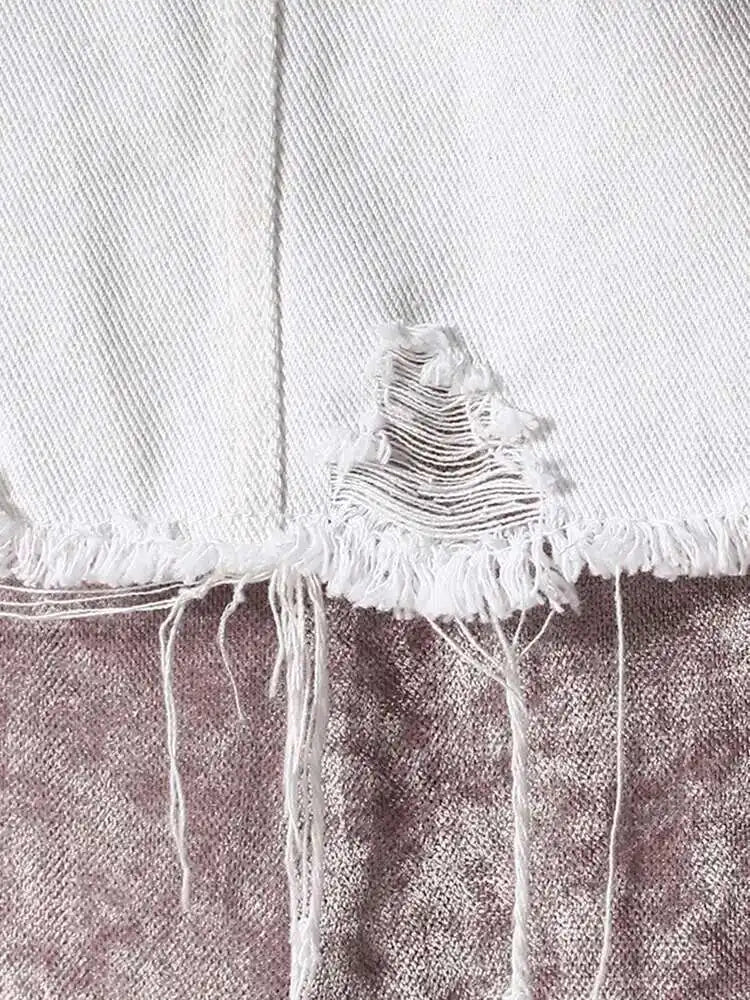 Velvet Denim T-shirt Half-body Skirt Two Pieces Suit New Slash Neck Long Sleeve Women Fashion Spring Autumn 2025 7AB6039