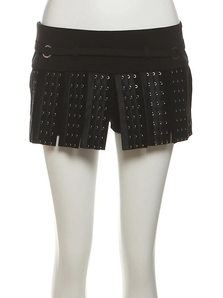 Splits Skirts Women Metal Rings Breasted Trims Elasticated Waist Sexy Wild High Street Summer Fashion Midnight Bottoms