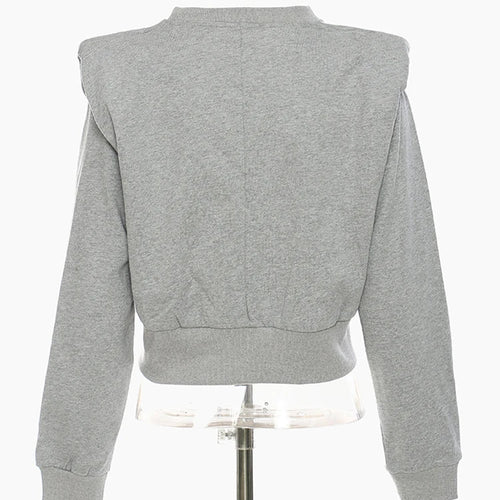 Load image into Gallery viewer, Loose Fit Gray Pleated Shaped Sweatshirt New Round Neck Long Sleeve Women Big Size Fashion Tide Spring Autumn 2025 1DF5202
