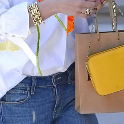 Load image into Gallery viewer, Spring Summer Floral Printed Lapel Blouses For Women Flared Sleeves Buttoned Urban Casual Shirts Tops
