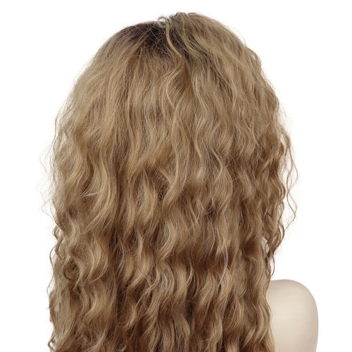 Load image into Gallery viewer, Synthetic Long Wavy Wigs for Women Honey Blonde Wig Water Wave Wigs Cosplay Wigs Ombre Curl Hair Dark Roots Natural Wig
