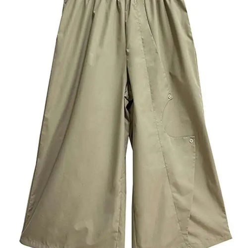 Load image into Gallery viewer, High Elastic Waist Khaki Irregular Button Wide Leg Pants New Trousers Women Fashion Tide Spring Autumn 2025 1DH5684
