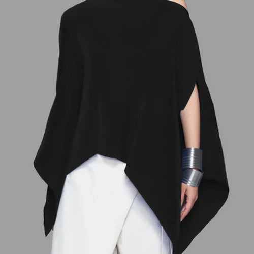 Load image into Gallery viewer, Women&#39;s Black Blouse T-shirt Asymmetric Batwing Sleeves One-Shoulder New Autumn Summer Loose Women Casual Tops Clot
