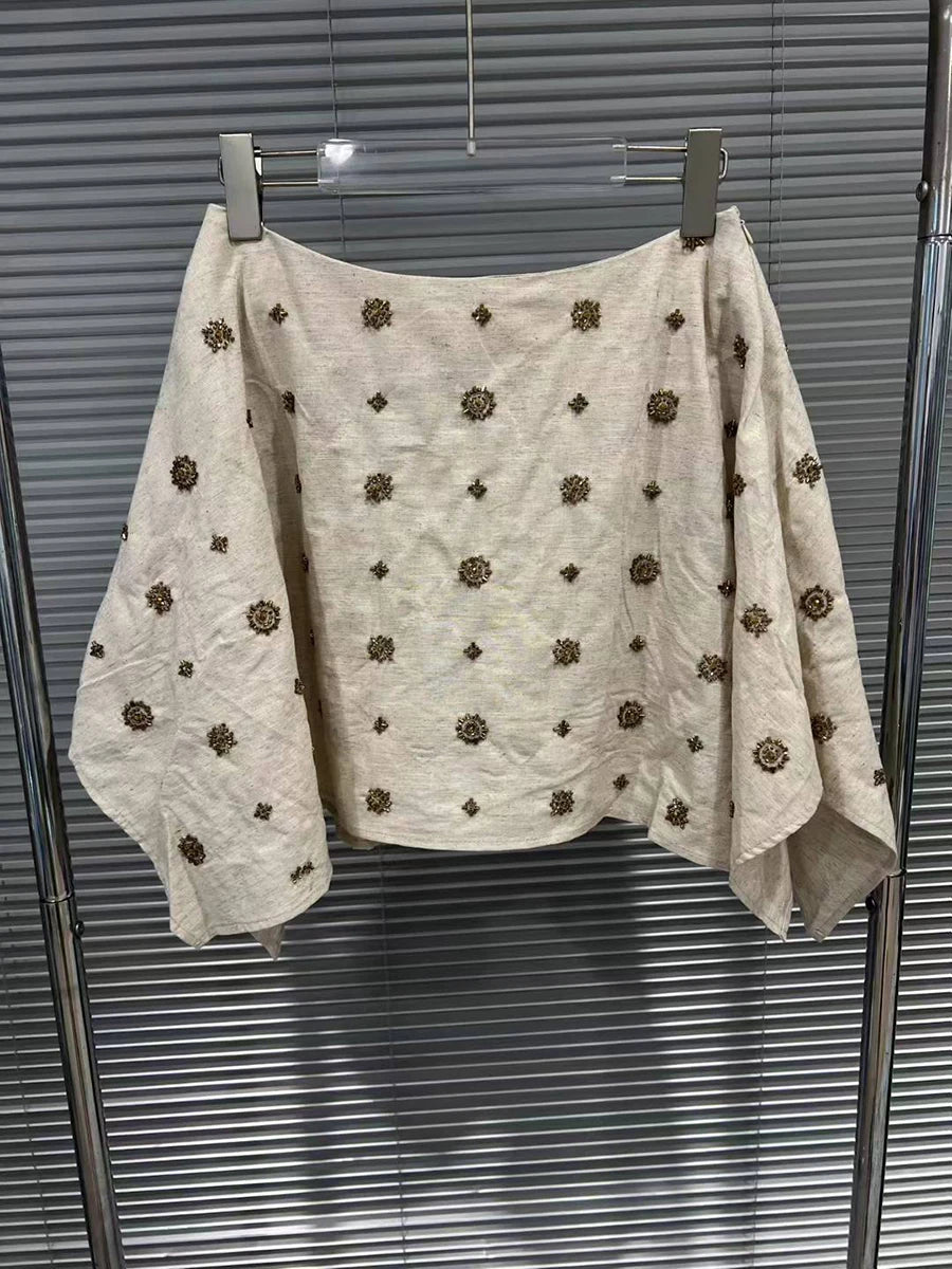 Hit Color Two Piece Sets for Women V Neck Sleeveless Spliced Irregular Button Jacket Printing Skirt Set Female New