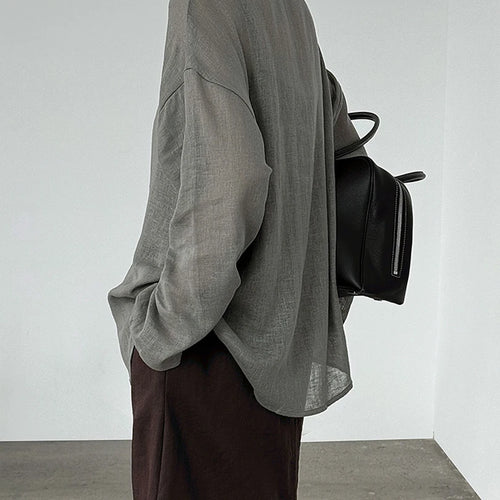 Load image into Gallery viewer, Women Gray Thin Casual Big Size Elegant Blouse New V-neck Long Sleeve Shirt Fashion Tide Spring Autumn 2025 1DJ1695
