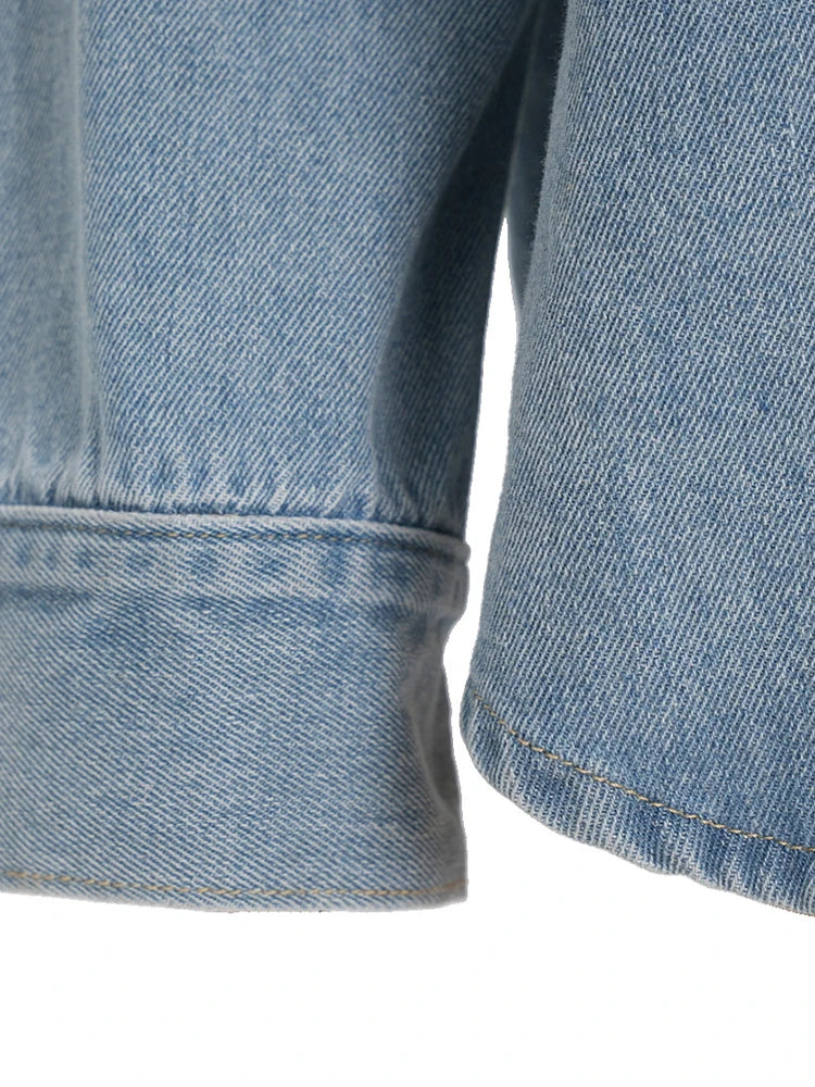 Loose Fit Blue Denim Rhinestones Big Size  Jacket New Lapel Long Sleeve Women Coat Fashion Tide Spring Autumn 2025  7AB878