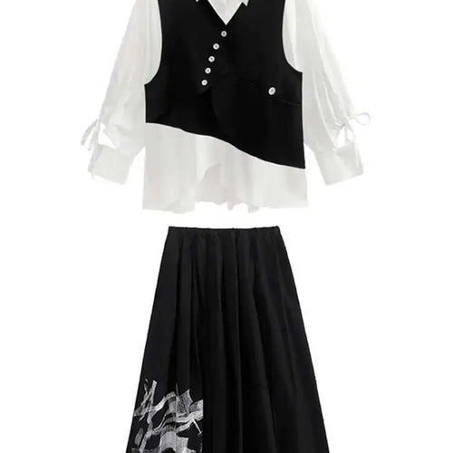 Load image into Gallery viewer, Big Size Vest Shirt Wide Leg Pants Three Piece Suit New Lapel Long Sleeve Women Fashion Tide Spring Autumn 2025 1DH5373
