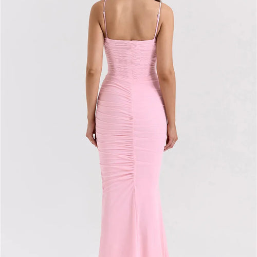 Load image into Gallery viewer, Bow Spaghetti Strap Sexy Maxi Dress For Women Gown Elegant Off-shoulder Sleeveless Backless Evening Club Party Dress
