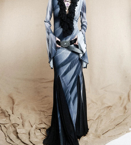 Hit Color Slimming Designer Dresses For Women V Collar Long Sleeve High Waist Spliced Belt Chic Dress Female New