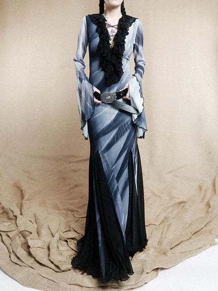 Hit Color Slimming Designer Dresses For Women V Collar Long Sleeve High Waist Spliced Belt Chic Dress Female New