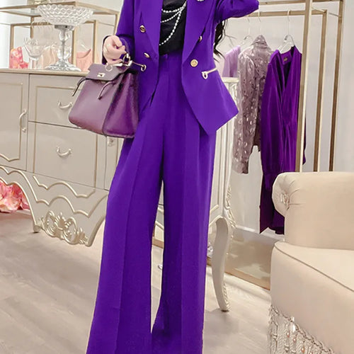 Load image into Gallery viewer, Purple Loose Wide Leg Pants For Women High Waist Solid Minimalist Trousers Female Fashion Clothing Sprin
