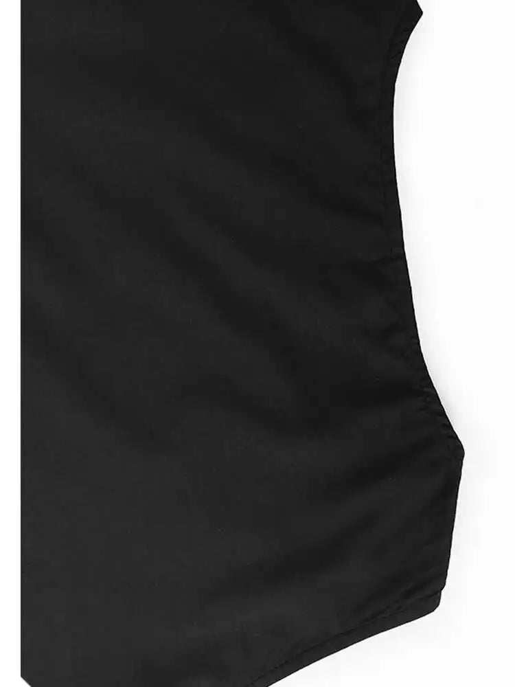 Women Black Irregular Drawstring Big Size Long Dress New Round Neck Sleeveless Fashion Tide Spring Summer 2025 1DH6574