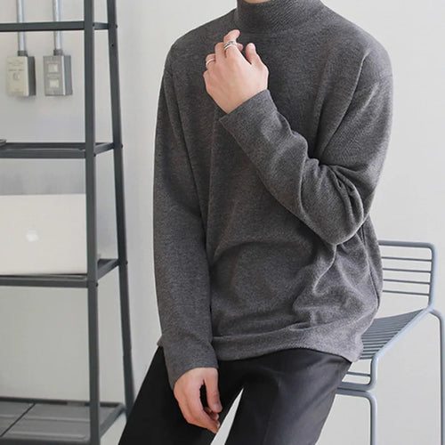 Load image into Gallery viewer, Men&#39;s Summer Fashion Tee Half High Collar Base Top Causal Cotton Long Sleeve T-shirt Korean Fashion Clothes 9Y5270
