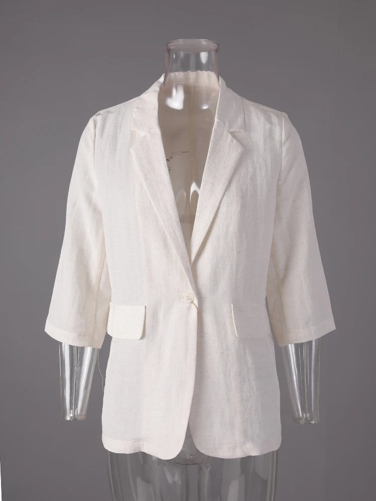 Women Black Thin Elegant Single Button Blazer New Lapel Half Sleeve Jacket Fashion Tide Spring Summer 2025 CPG3268