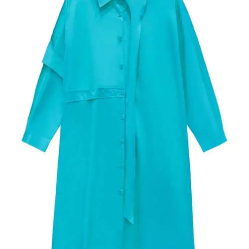 Load image into Gallery viewer, Women Purple Belted Big Size Irregular Midi Shirt Dress New Lapel Long Sleeve Fashion Tide Spring Autumn 2025 1DH5164
