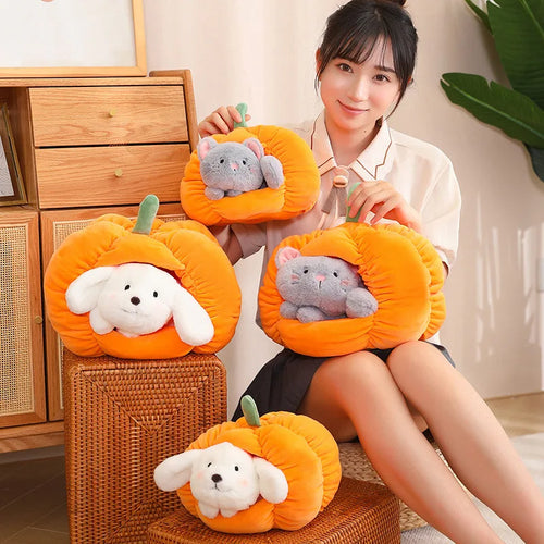 Load image into Gallery viewer, 1Pc 23/30cm Creative Pumpkin Nest Plush Toy Kawaii Cat Dog&#39;s Nests Stuffed Soft Funny Toy for Children Girls Accompany Gift
