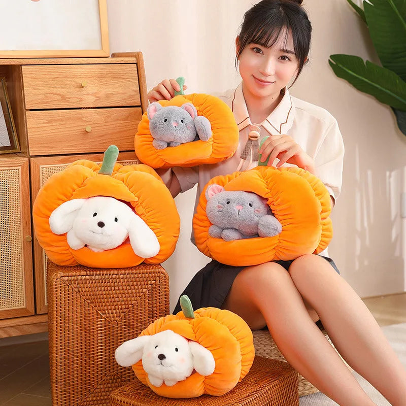 1Pc 23/30cm Creative Pumpkin Nest Plush Toy Kawaii Cat Dog's Nests Stuffed Soft Funny Toy for Children Girls Accompany Gift