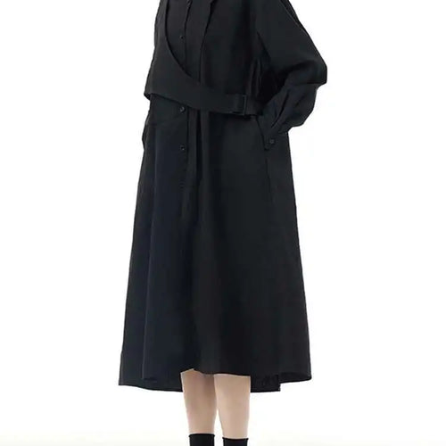 Load image into Gallery viewer, Women Purple Belted Big Size Irregular Midi Shirt Dress New Lapel Long Sleeve Fashion Tide Spring Autumn 2025 1DH5164
